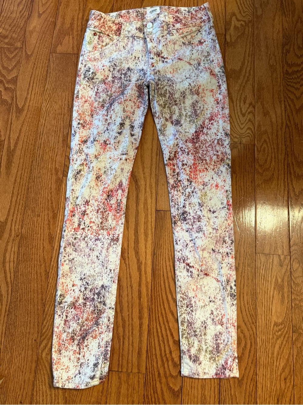 Hudson Collin Midrise Paint Splatter Skinny Jeans Size 28 Style# WM422WAP